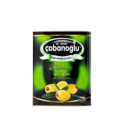 Biberli Yeşil Zeytin Teneke